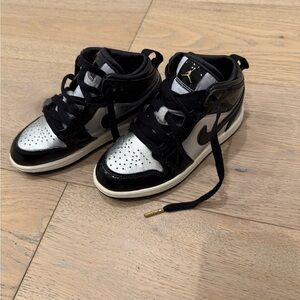 Kids size 12 Air Jordan Black and Silver High-Top Sneakers